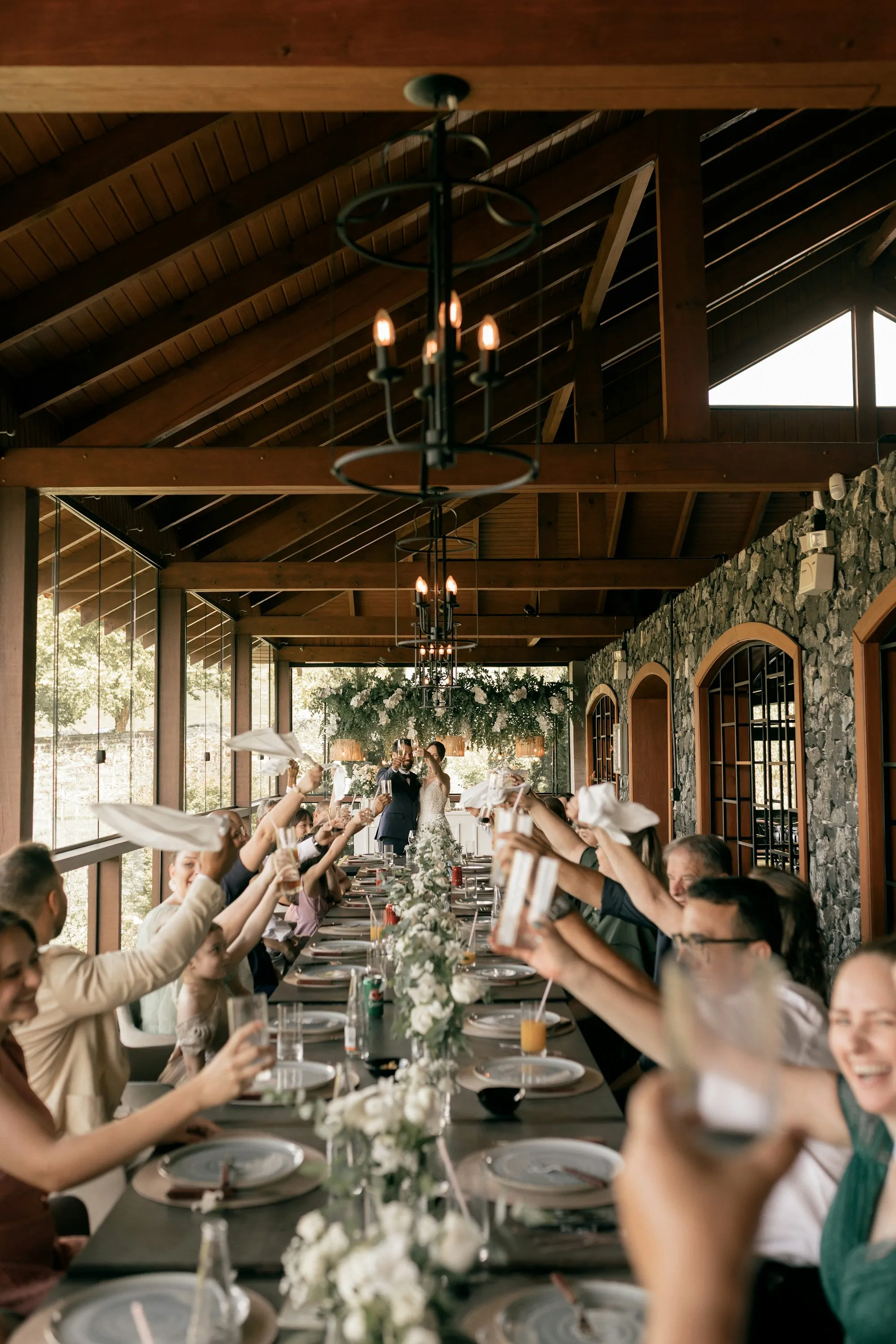 Long dinner table set for a celebration